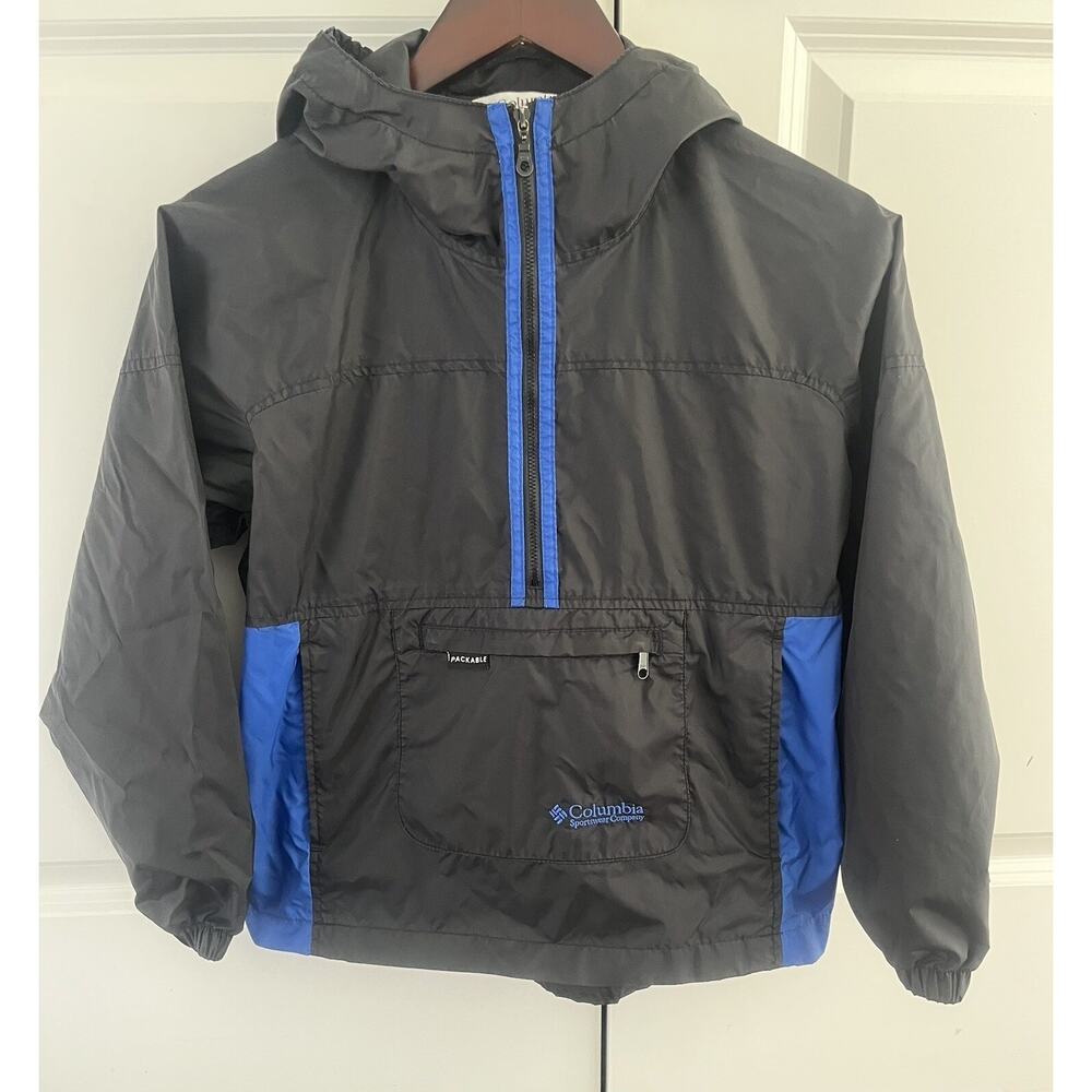 Columbia boys/ girls windbreaker Sz. 10/12 black/navy packable